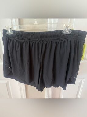 all in motion Black Women's Athletic Shorts with Perforated Side Panels